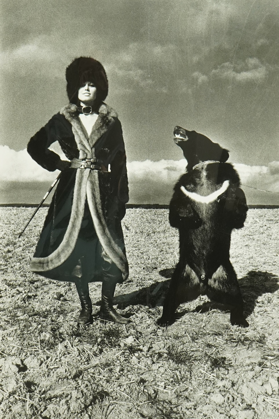 Helmut Newton (1920-2004), Model in Fur with Bear & Model with Rampant Horse, photolithographs (2), 66 x 44cm and 46 x 46cm